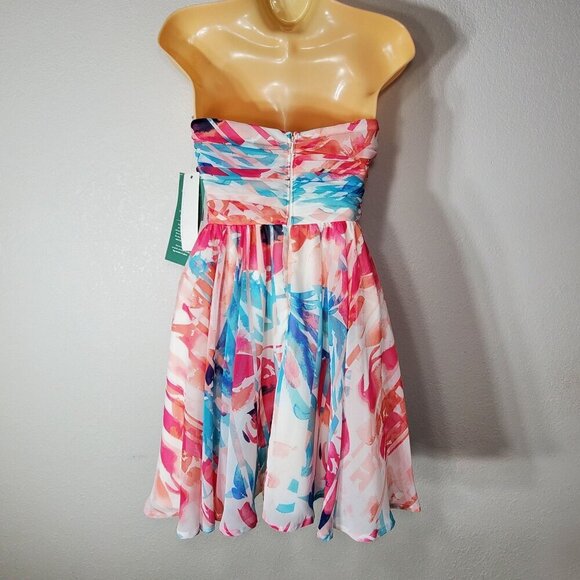 As U Wish Love Reign Strapless Floral Dress Size 5 With Rhinestone Waistband - Picture 2 of 14
